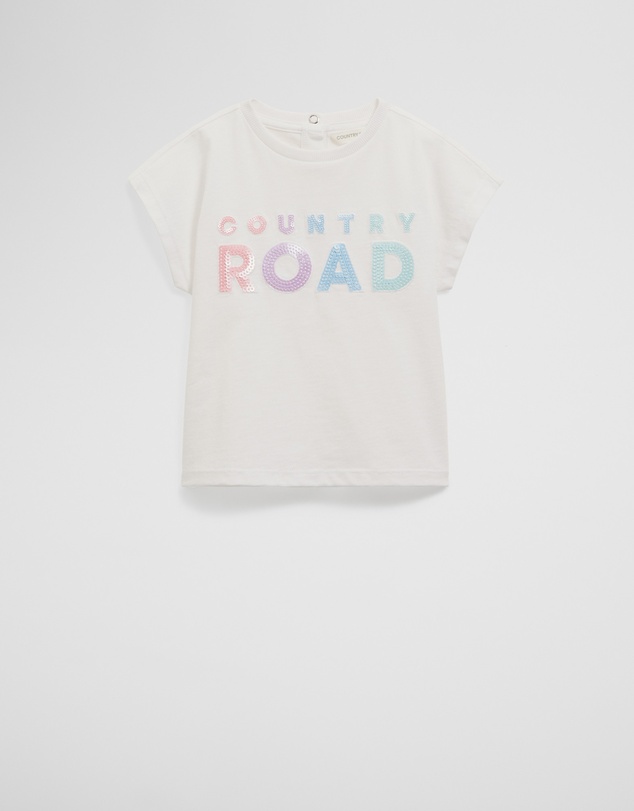 Country Road - Organically Grown Cotton Sequin Logo T-shirt