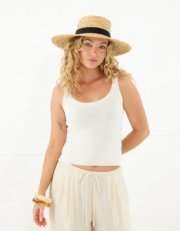 Morgan & Taylor - Catalina Braided Raffia Boater in Natural Beige
