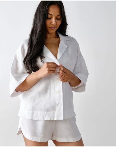 Linen House - Nimes Pure Linen Wide-Sleeved Shirt