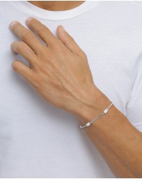 Kuzzoi - ICONIC EXCLUSIVE - Bracelet Male Rectangle Topaz White 925 Sterling Silver