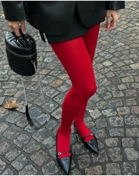 High Heel Jungle - Cherry Red Luxe Opaque Tights