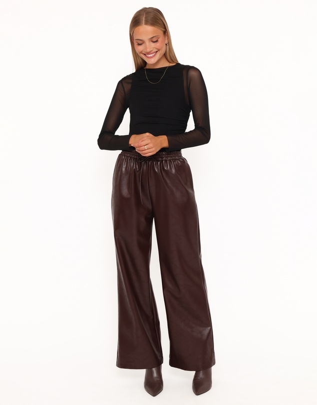 Petal & Pup - Saffron Vegan Leather Wide Leg Pant - Burgundy