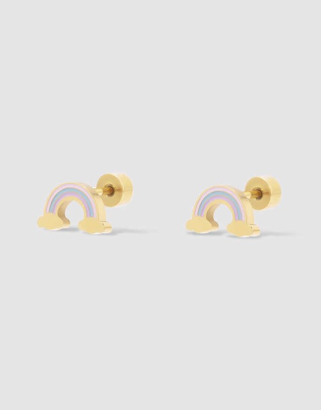 Wanderlust + Co - Rainbow Enamel Gold Flat Back Earrings