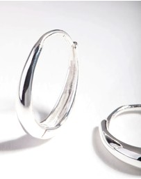 Lovisa - Sterling Silver Oval Drop Huggie Earrings