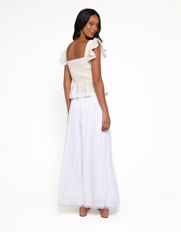 Petal & Pup - Remira Smocked Ruffle Top - White Betty