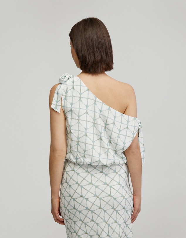 Oxford - Sandy Printed Tie Up Top