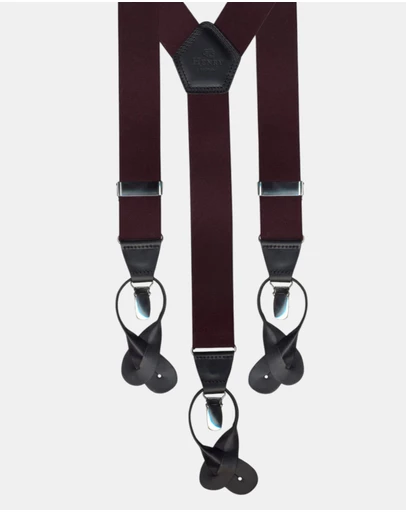 Henry Bucks - HENERY SARTORIAL x LEYVA Braces with Loops & Clips BURGUNDY