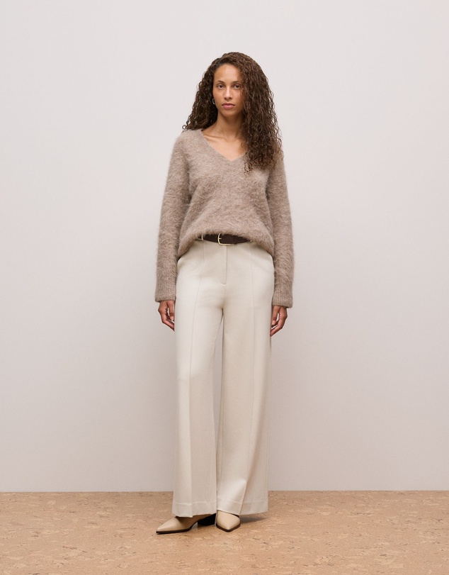 Trenery - Ponte Tailored Wide Leg Pant in Stone