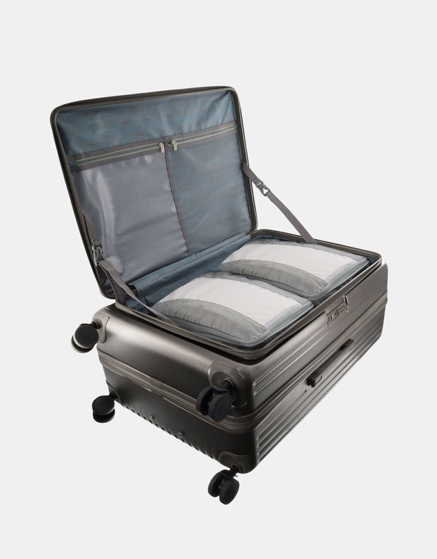 Pierre Cardin - Pierre Cardin Front-Opener 3 Piece Hard Shell Luggage Set in Pewter