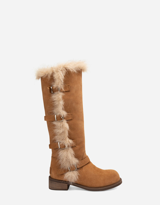 Ozwear Connection Uggs - UGG Fur Trim Buckle Long Boot