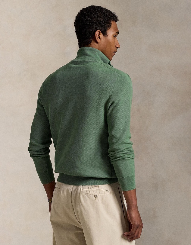 Polo Ralph Lauren - Mesh-Knit Cotton Quarter-Zip Sweater