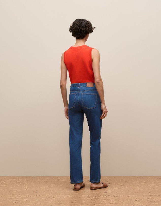 Trenery - Mid Rise Straight Leg Jean in Mid Blue Denim