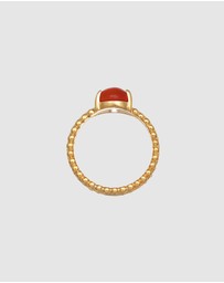 Elli Jewelry - Ring Statement Twisted with Carnelian in 925 Sterling Silver Gold Plated