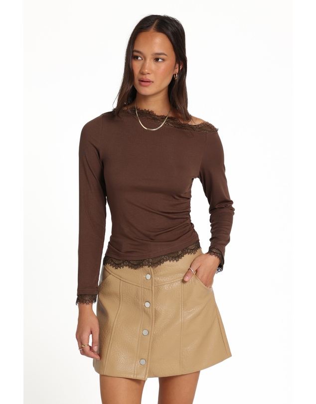 Petal & Pup - Ardella Vegan Leather Mini Skirt - Mocha