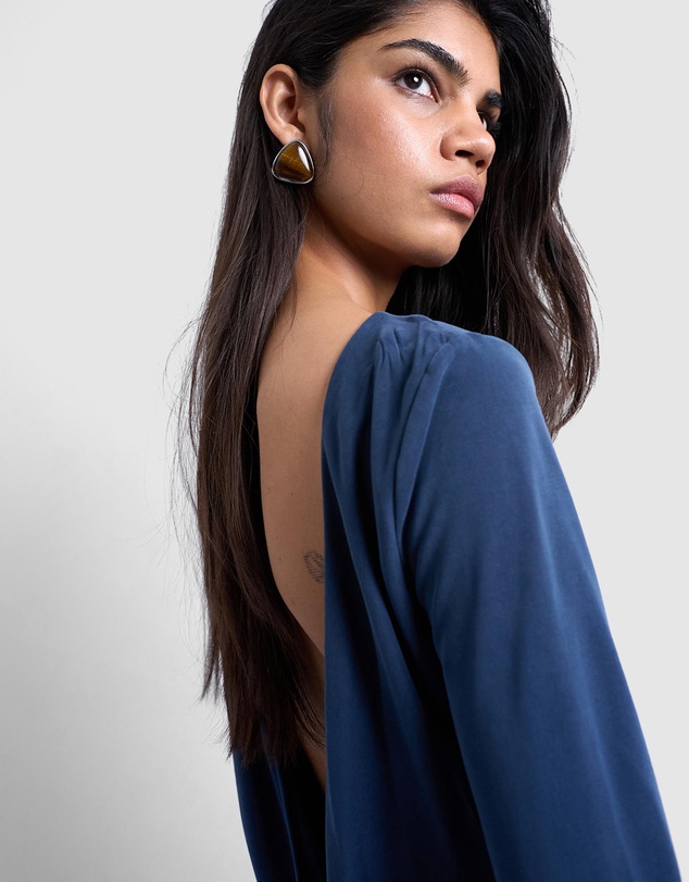 TOPSHOP - Cupro LS Cowl Back Top