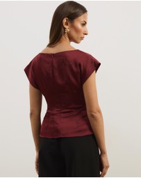 Atmos&Here - Aureline Satin Boat Neck Top