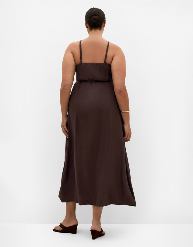 City Chic - Plus size Strappy Bead Maxi Dress - chocolate