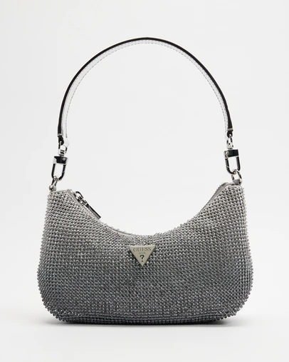 GUESS - Zalina Mini Top Zip Shoulder Bag Rhinestone Mesh