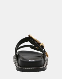 Steve Madden - Arch Black Leather Sandals