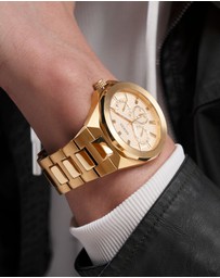GUESS - Gold-Tone Multi-function Men's Watch with 46mm Champagne Dial