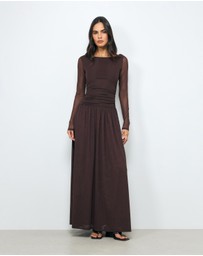 AERE - Lula Boat Neck Mesh Maxi Dress