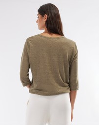 Amelius - Bronte Linen Three Quarter Jersey Top