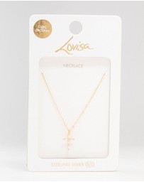 Lovisa - Gold Plated Sterling Silver Cubic Zirconia Cross Necklace