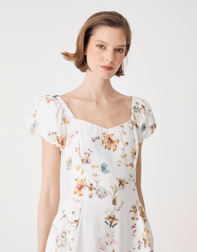 Forcast - Katie Puff Sleeve A-Line Dress