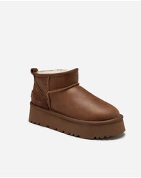 Ozwear Connection Uggs - Ugg Classic Platform Ultra Mini Boot (Oiled Leather) (4.5cm)