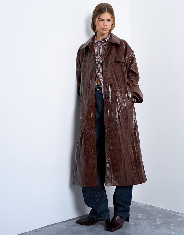 TOPSHOP - Faux Leather High Shine Coat
