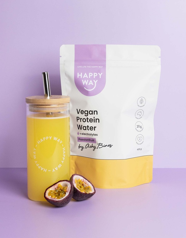 Happy Way - Ashy Bines Passionfruit Vegan Protein Water Powder
