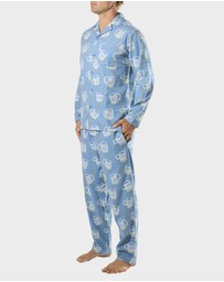 Mitch Dowd - Mens Cuppa Joe Flannel Pyjama Set - Blue