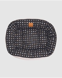 Mog & Bone - 4 Seasons Reversible Circular Dog Bed - Black Metallic Cross Print