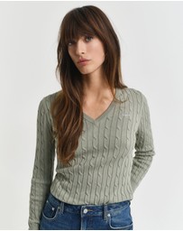 Gant - Stretch Cotton Cable V-Neck Knit