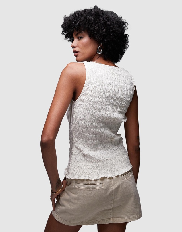 TOPSHOP - Shirred Poplin Sleeveless Top