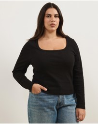 Atmos&Here Curvy - Organic Cotton Rib Scoop Neck Top