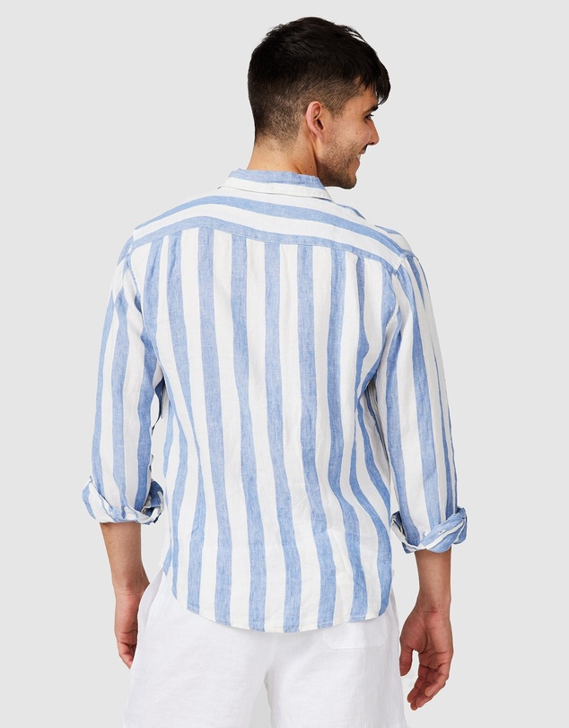 Vacay Swimwear - Blue Stripe Linen Shirt
