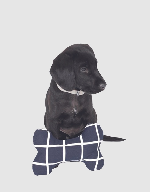 Mog & Bone - Printed Bone Soft Toy - Navy Check Print