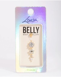 Lovisa - Gold Plated Titanium Floral Belly Bar
