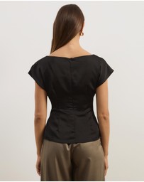 Atmos&Here - Aureline Satin Boat Neck Top