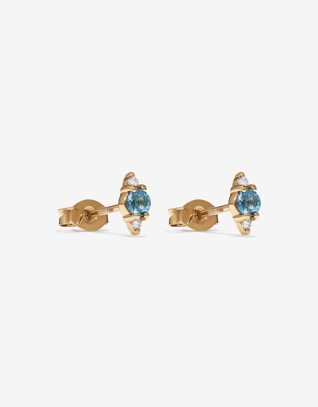 Michael Hill - London Blue Topaz and Diamond Stud Earrings in 10kt Yellow Gold