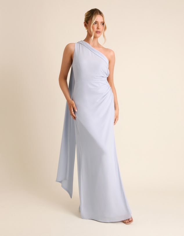 Six Stories - One Shoulder Neck Tie Chiffon Bridesmaid Dress