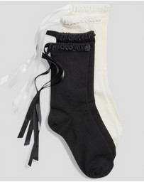 High Heel Jungle - Lara Satin Trim Cotton Socks - 2 Pairs