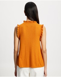 Lindsay Nicholas New York - Frill Crew Neck Shell Top