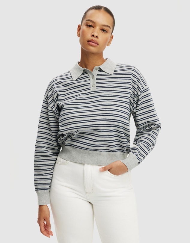 Cotton On - Boxy LS Polo Knit