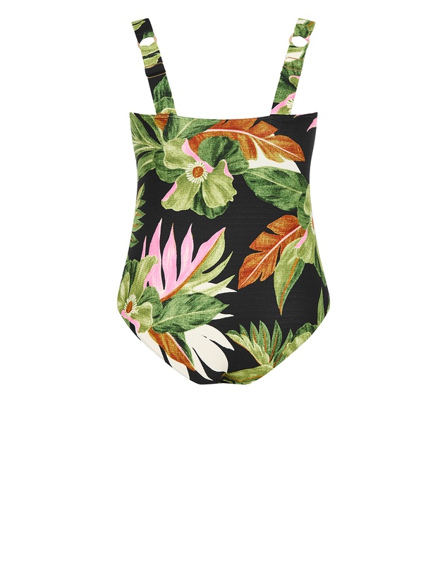 City Chic - Plus size Paradiso Print 1 Piece - black