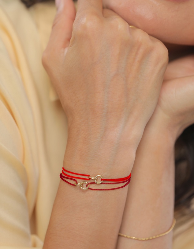 Elli Jewelry - Bracelet Set Women Circle Infinity Red and Burgundy 925 Sterling Silver Gold Plated