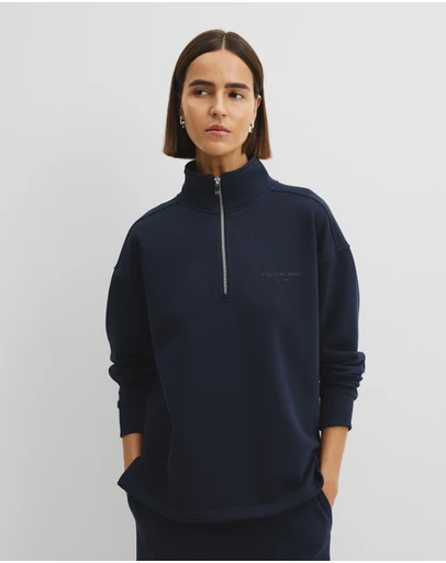 Country Road - Australian Good Earth Cotton Zip Neck Sweat