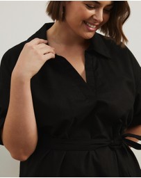 Atmos&Here Curvy - Britt Linen Blend Belted Mini Dress
