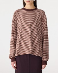 Bassike - Stripe Slouch LS T-Shirt